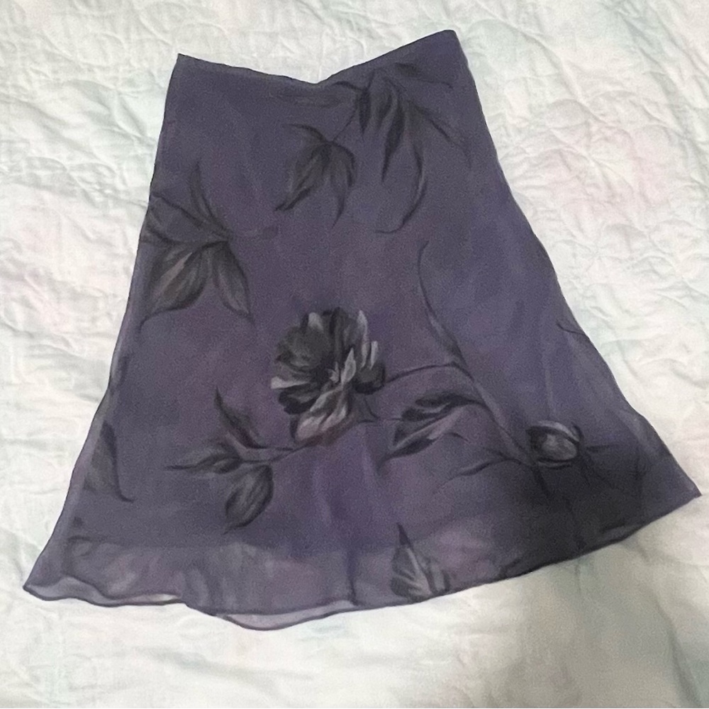 Vintage Geoffrey Beene Purple Floral Skirt Y2K Whimsigoth Sz 6